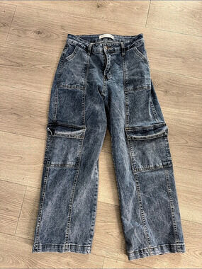 Angels of Difference Cargo Pocket Straight Leg Jeans Blue Size 6P